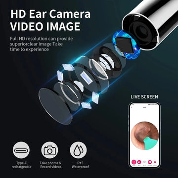 Wireless Ear Cleaner With Camera 6 LED Lights 3.6mm Lens Ear Wax Removal Tool Camera Take Video Photos HD Earpick Gifts